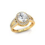 Solitaire Oval Lab Diamond Split Shank Diamond Engagement Ring - GeumJewels
