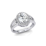 Solitaire Oval Lab Diamond Split Shank Diamond Engagement Ring - GeumJewels
