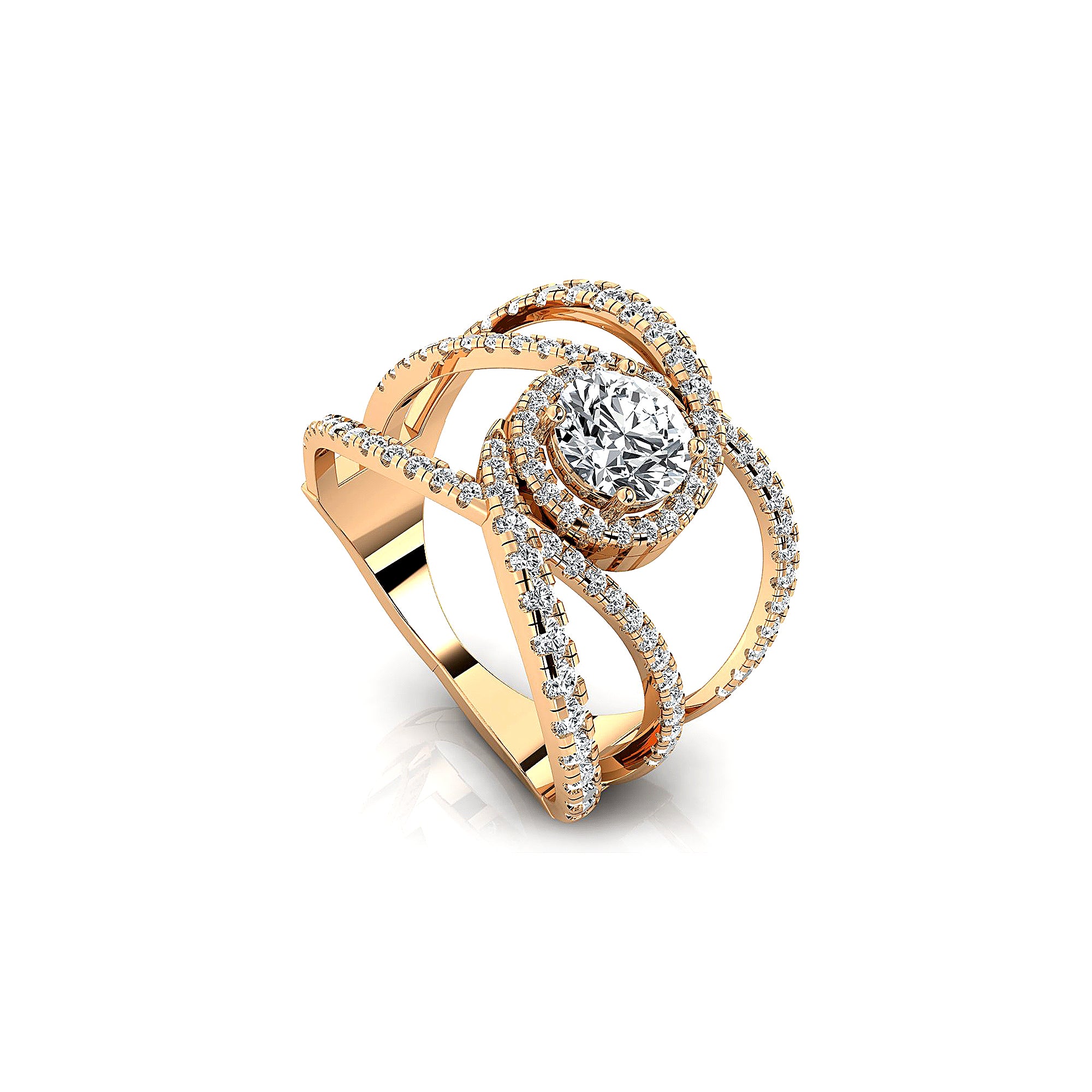 Solitaire Round Lab Diamond Cocktail Diamond Ring - GeumJewels