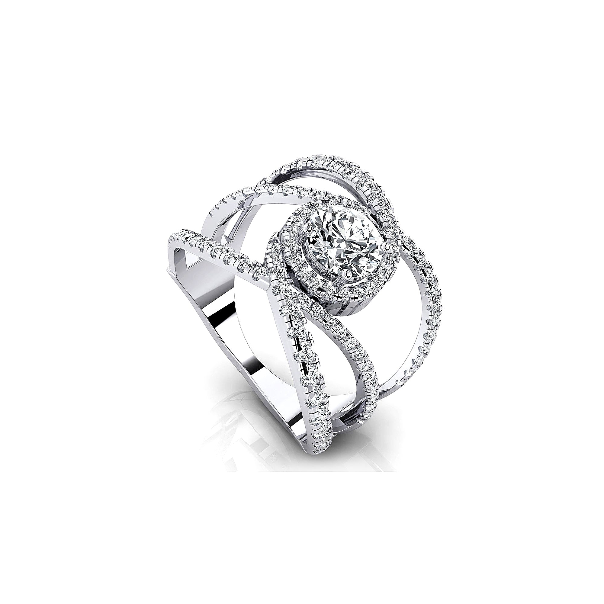 Solitaire Round Lab Diamond Cocktail Diamond Ring - GeumJewels