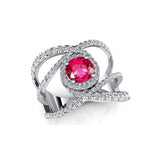Solitaire Round Pink Sapphire Cocktail Diamond Ring - GeumJewels