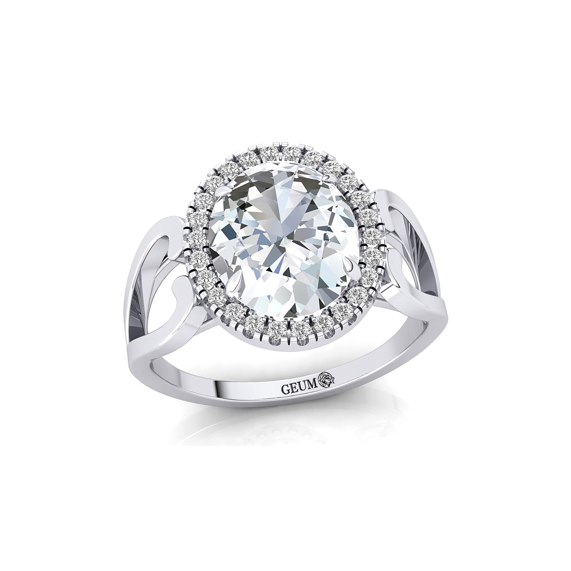 Vintage Love Inspired Oval Lab Diamond Halo Diamond Engagement Ring - GeumJewels