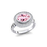 Vintage Style Elongated Oval Morganite Halo Diamond Twisted Ring - GeumJewels