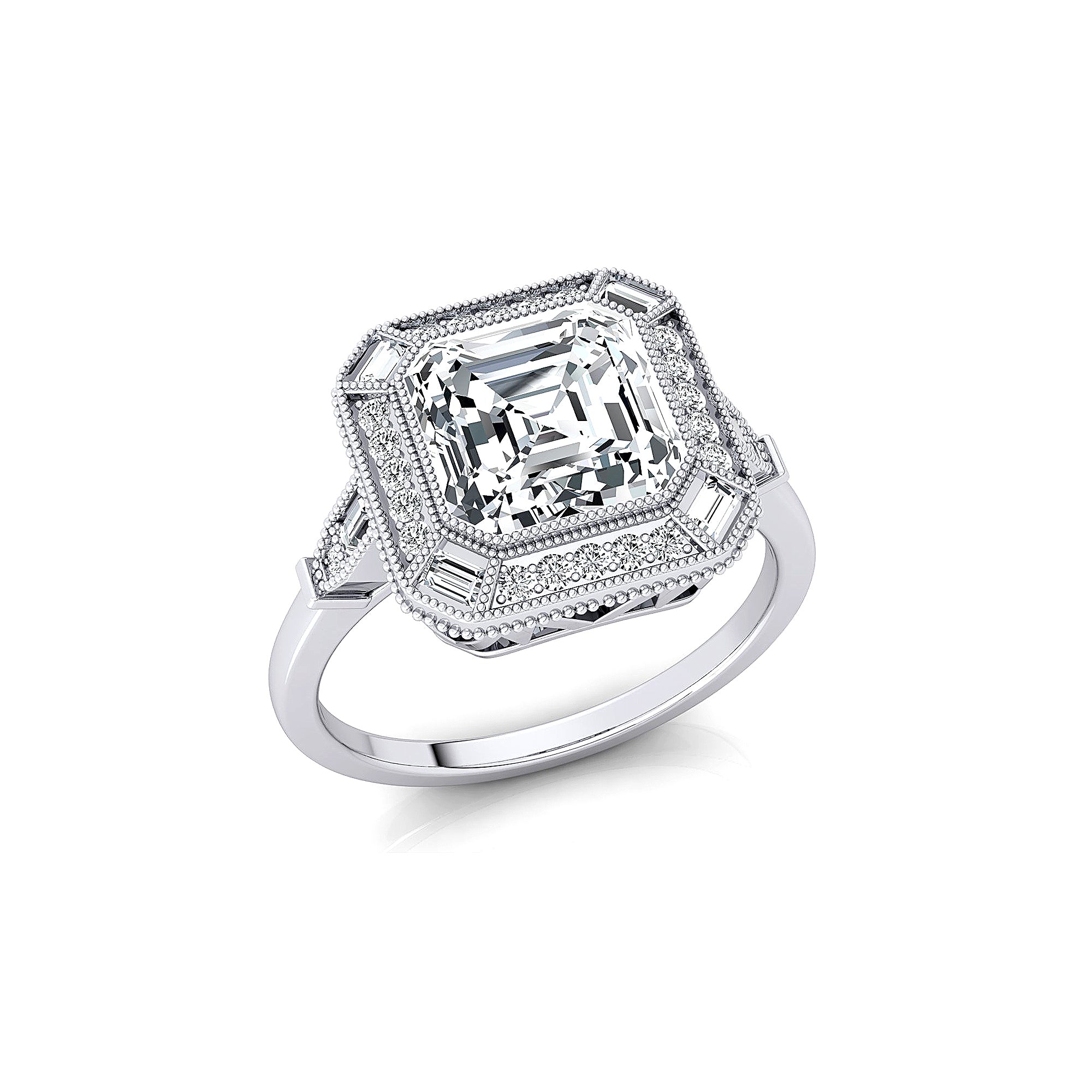 Vintage Style Square Cut Lab Diamond Diamond Ring - GeumJewels