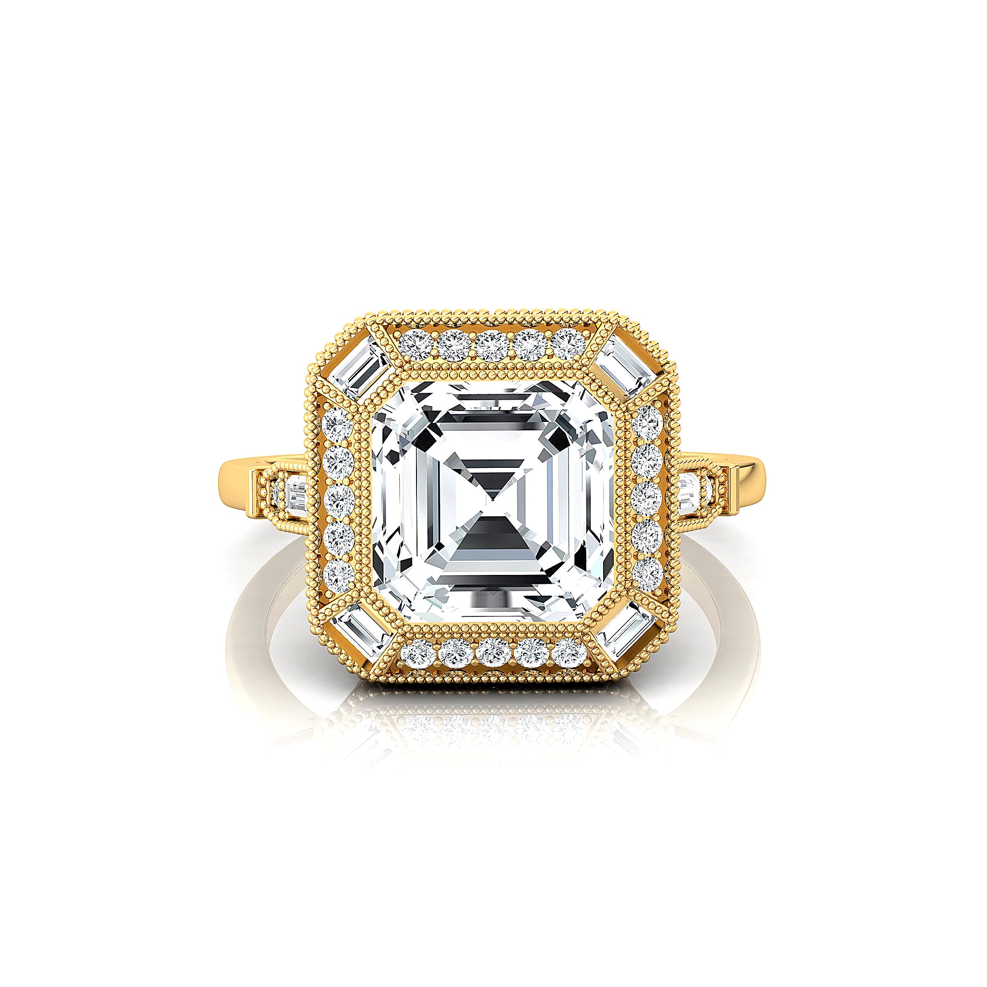 Vintage Style Square Cut Lab Diamond Diamond Ring - GeumJewels