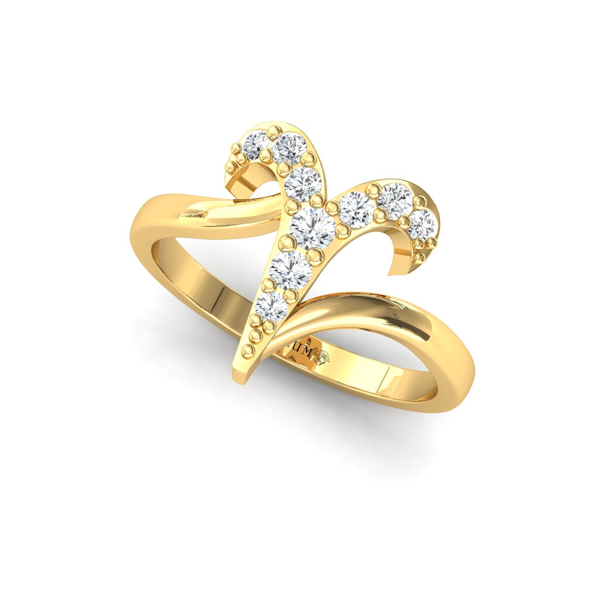 Diamond Aries Zodiac Horoscope Sign Ring - GeumJewels