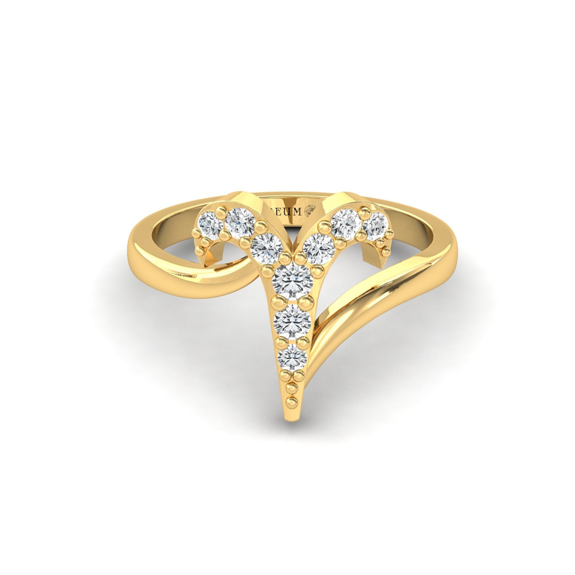 Diamond Aries Zodiac Horoscope Sign Ring - GeumJewels
