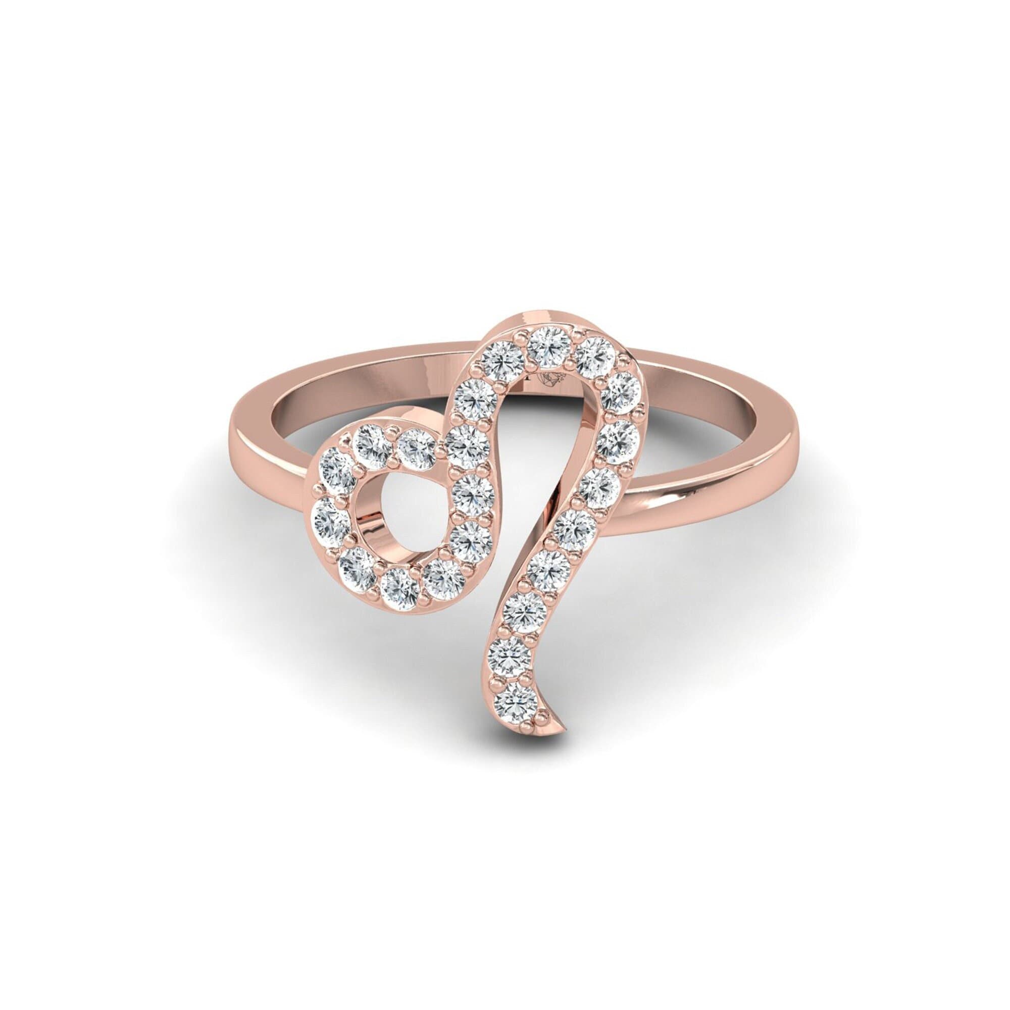 Leo Zodiac Diamond Charm Gold Ring - GeumJewels