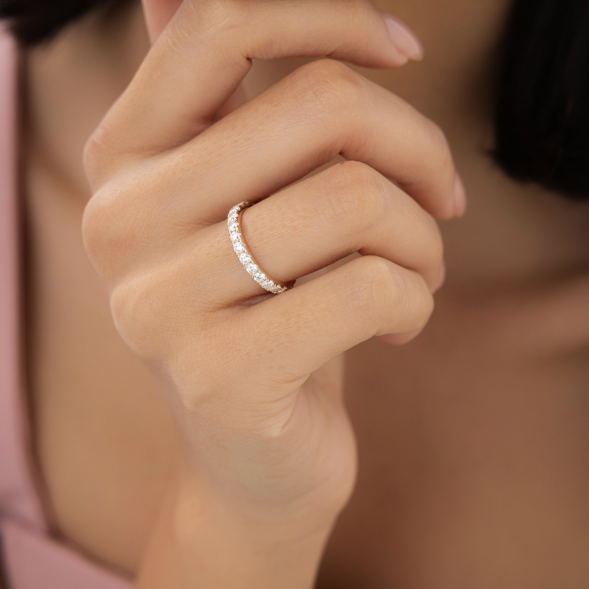 1.25 ctw 14k Pave Setting Full Eternity Lab Grown Diamond Ring - Elena - GeumJewels