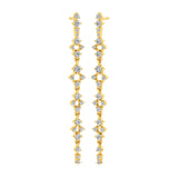 Diamond Gold Earrings, Long Dangle Earrings, 14k Solid Gold, Drop Earrings, Gift For Mom