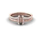 Hoop Ring with Gold and Diamond Dual Band - GeumJewels