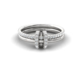 Hoop Ring with Gold and Diamond Dual Band - GeumJewels
