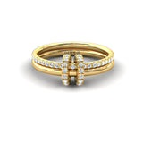 Hoop Ring with Gold and Diamond Dual Band - GeumJewels