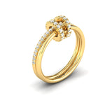 Hoop Ring with Gold and Diamond Dual Band - GeumJewels