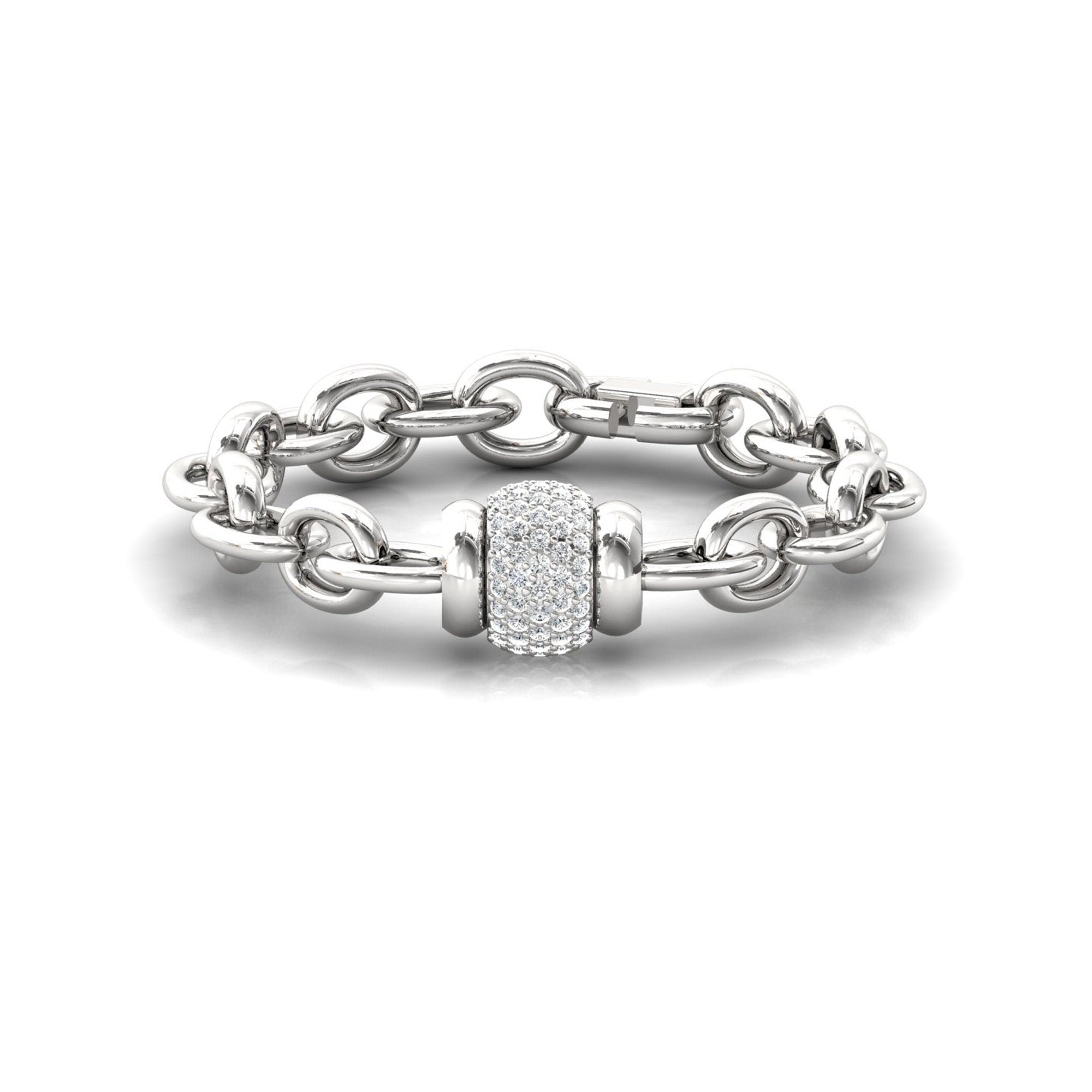 Rotating Ball Diamond Bracelet with Curb Chain - GeumJewels