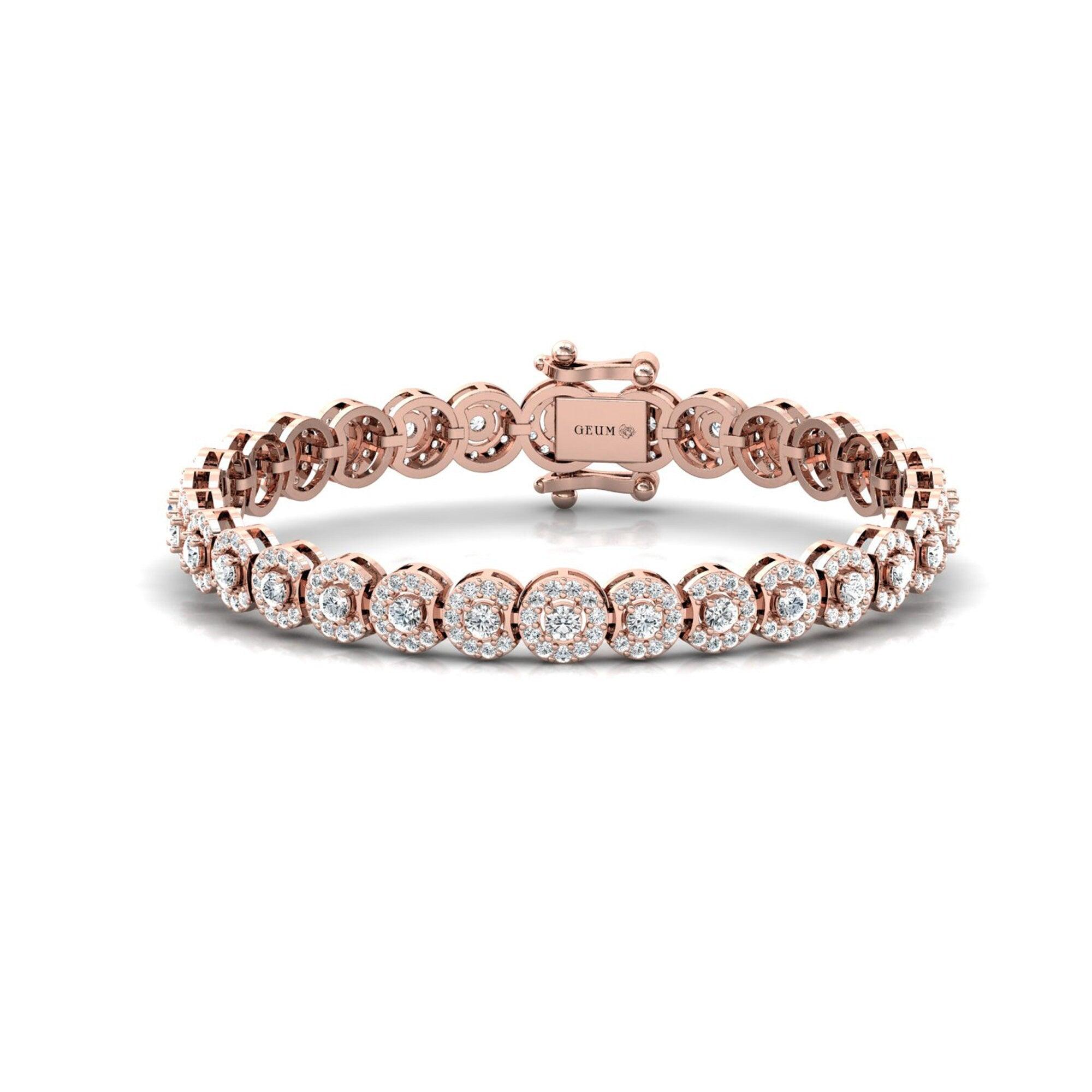 10kt 14kt 18kt Rose Gold Cut Bracelet, Yellow/White Personalized Bracelet - GeumJewels