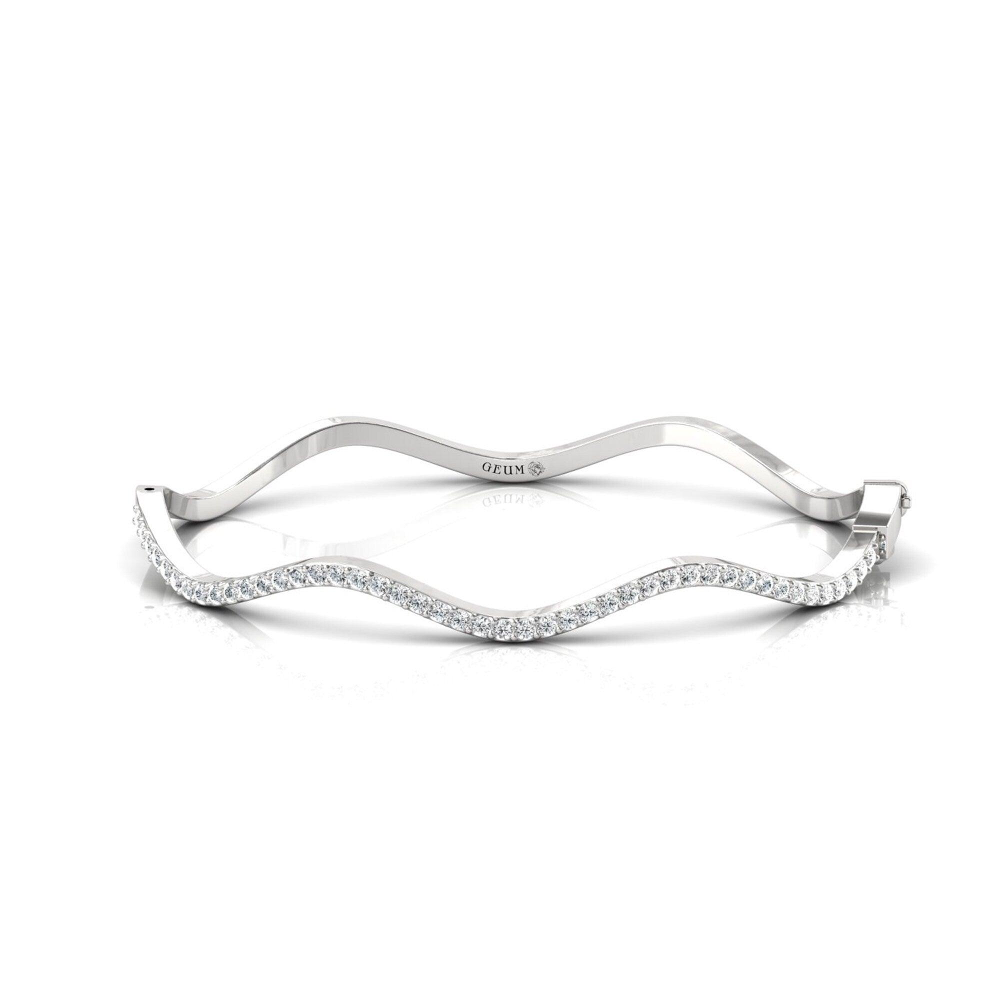 Elegant Diamond Cut Bracelet, Yellow/White Gold Custom Bracelet - GeumJewels