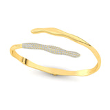 Irregular Shaped Pave Set Diamond Open Cuff Bracelet Bangle - GeumJewels