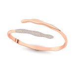 Irregular Shaped Pave Set Diamond Open Cuff Bracelet Bangle - GeumJewels