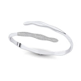 Irregular Shaped Pave Set Diamond Open Cuff Bracelet Bangle - GeumJewels