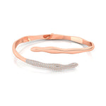 Irregular Shaped Pave Set Diamond Open Cuff Bracelet Bangle - GeumJewels