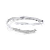 Irregular Shaped Pave Set Diamond Open Cuff Bracelet Bangle - GeumJewels
