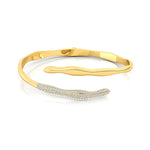 Irregular Shaped Pave Set Diamond Open Cuff Bracelet Bangle - GeumJewels