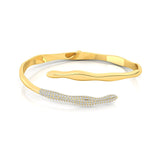Irregular Shaped Pave Set Diamond Open Cuff Bracelet Bangle - GeumJewels