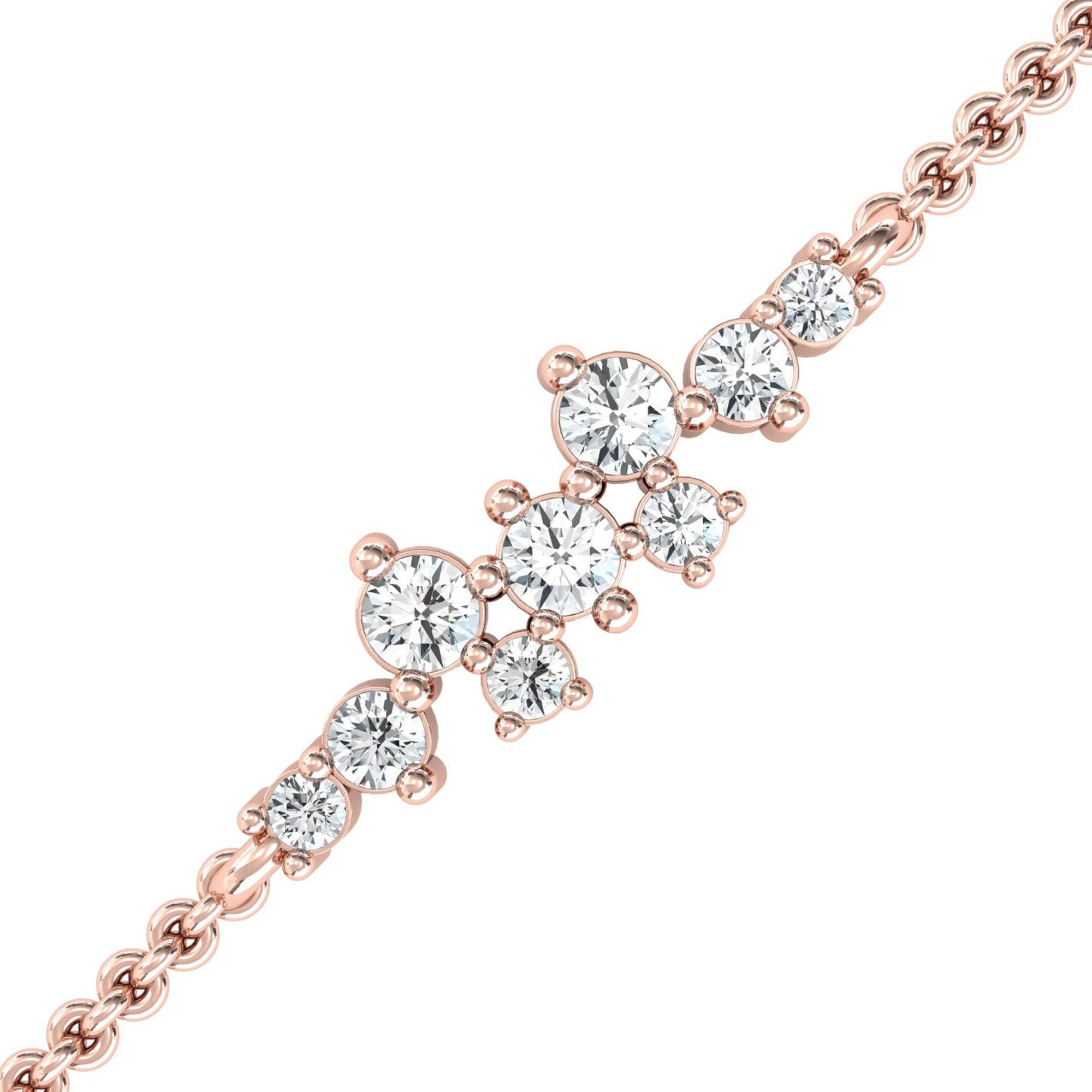 Handmade Diamond Gold Bracelet, 10kt 14kt 18kt Yellow White Rose Gold Bracelet, Natural Diamond Bracelet - GeumJewels