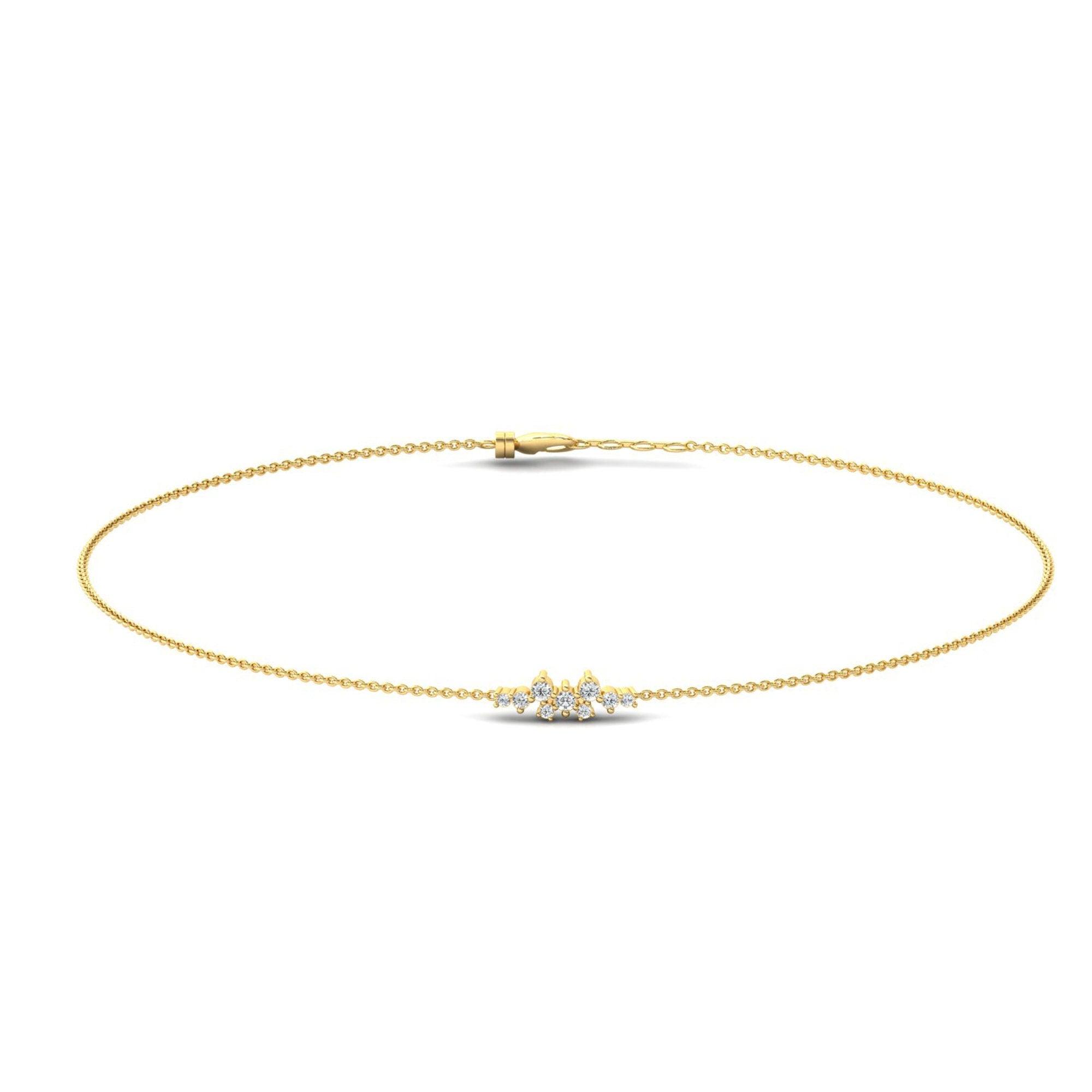 Handmade Diamond Gold Bracelet, 10kt 14kt 18kt Yellow White Rose Gold Bracelet, Natural Diamond Bracelet - GeumJewels