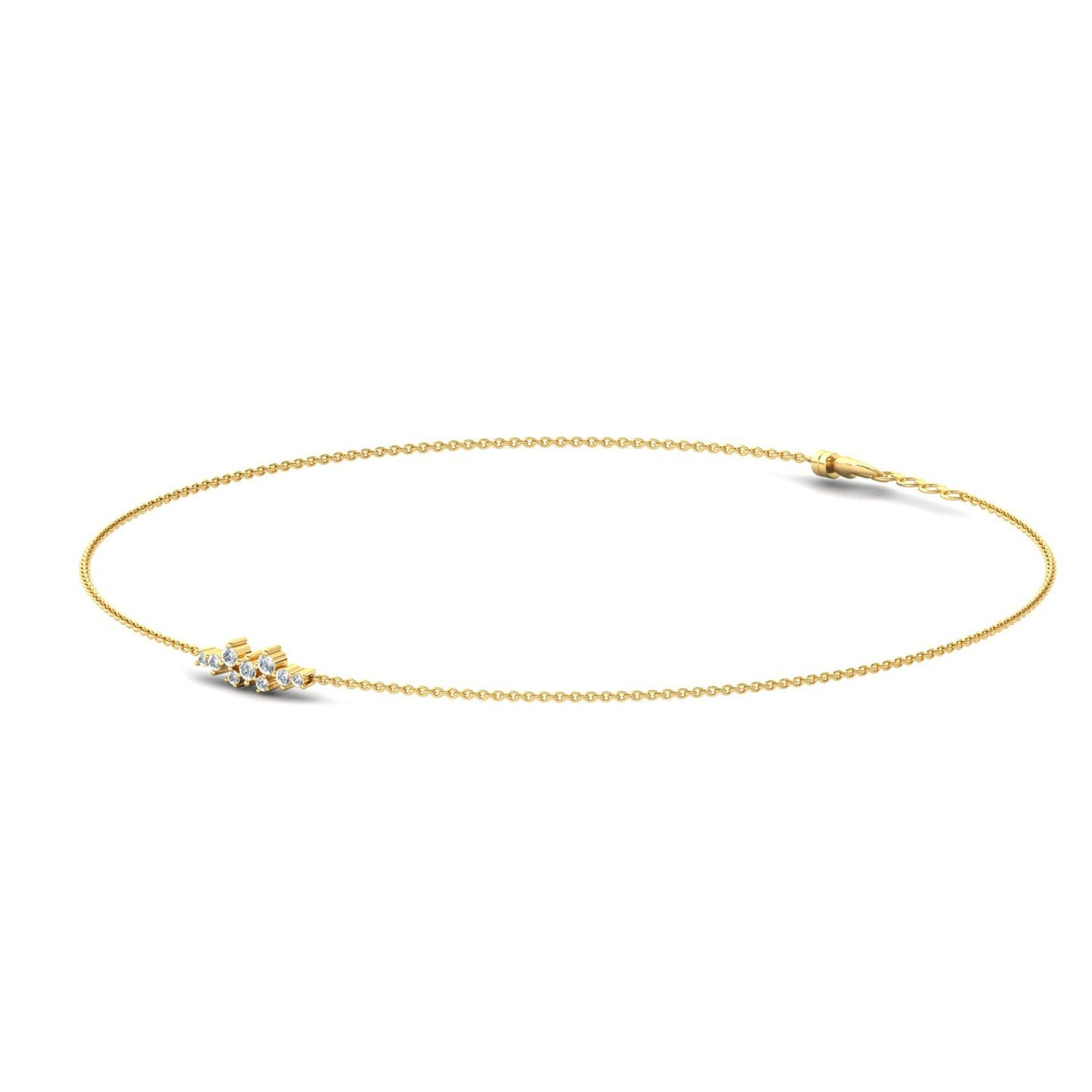 Handmade Diamond Gold Bracelet, 10kt 14kt 18kt Yellow White Rose Gold Bracelet, Natural Diamond Bracelet - GeumJewels
