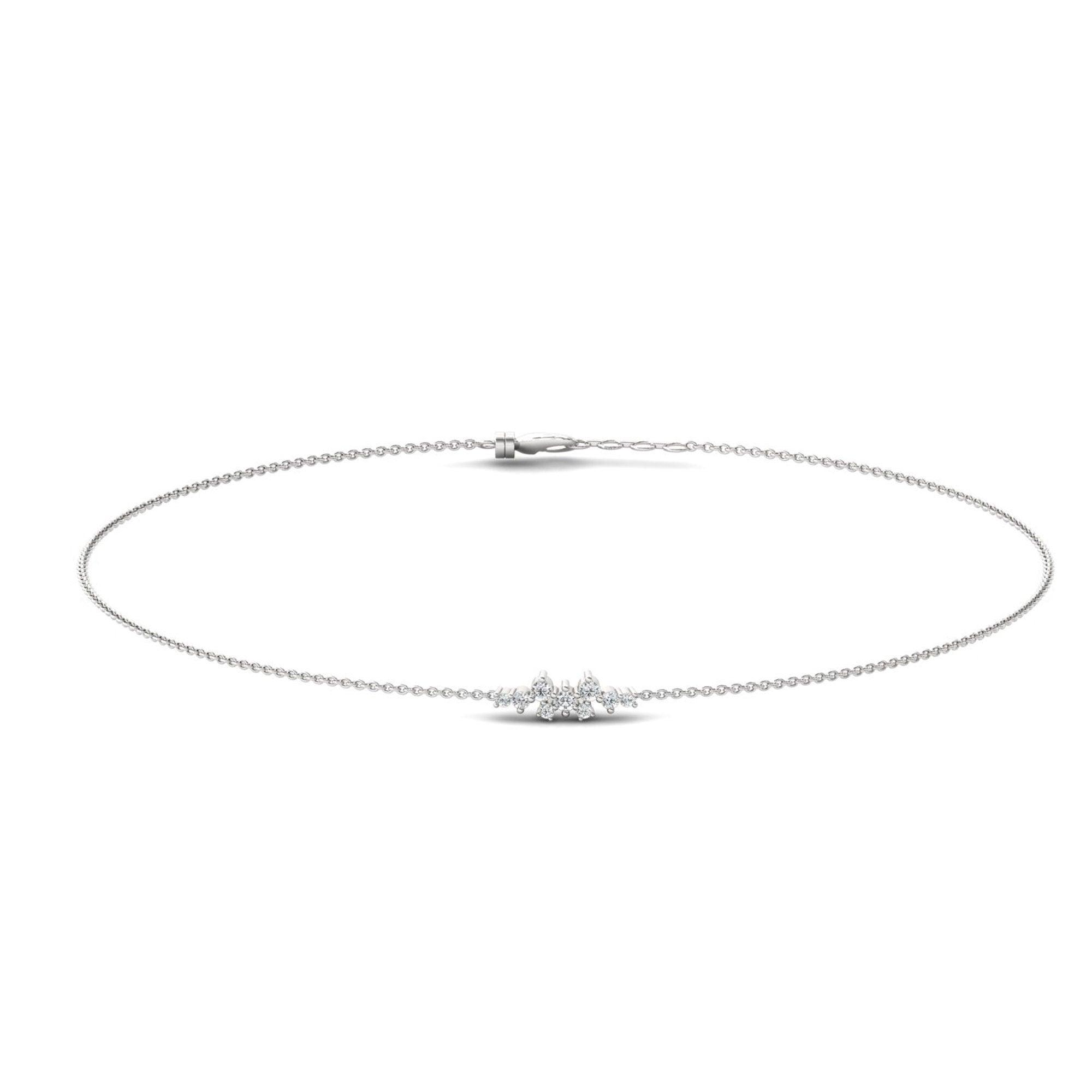 Handmade Diamond Gold Bracelet, 10kt 14kt 18kt Yellow White Rose Gold Bracelet, Natural Diamond Bracelet - GeumJewels