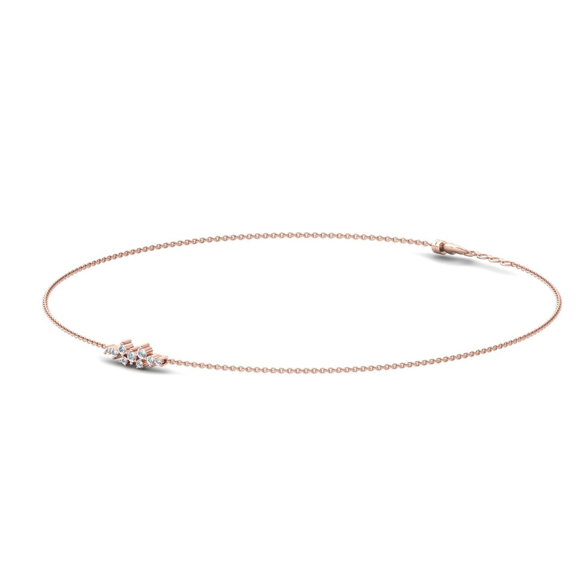 Handmade Diamond Gold Bracelet, 10kt 14kt 18kt Yellow White Rose Gold Bracelet, Natural Diamond Bracelet - GeumJewels