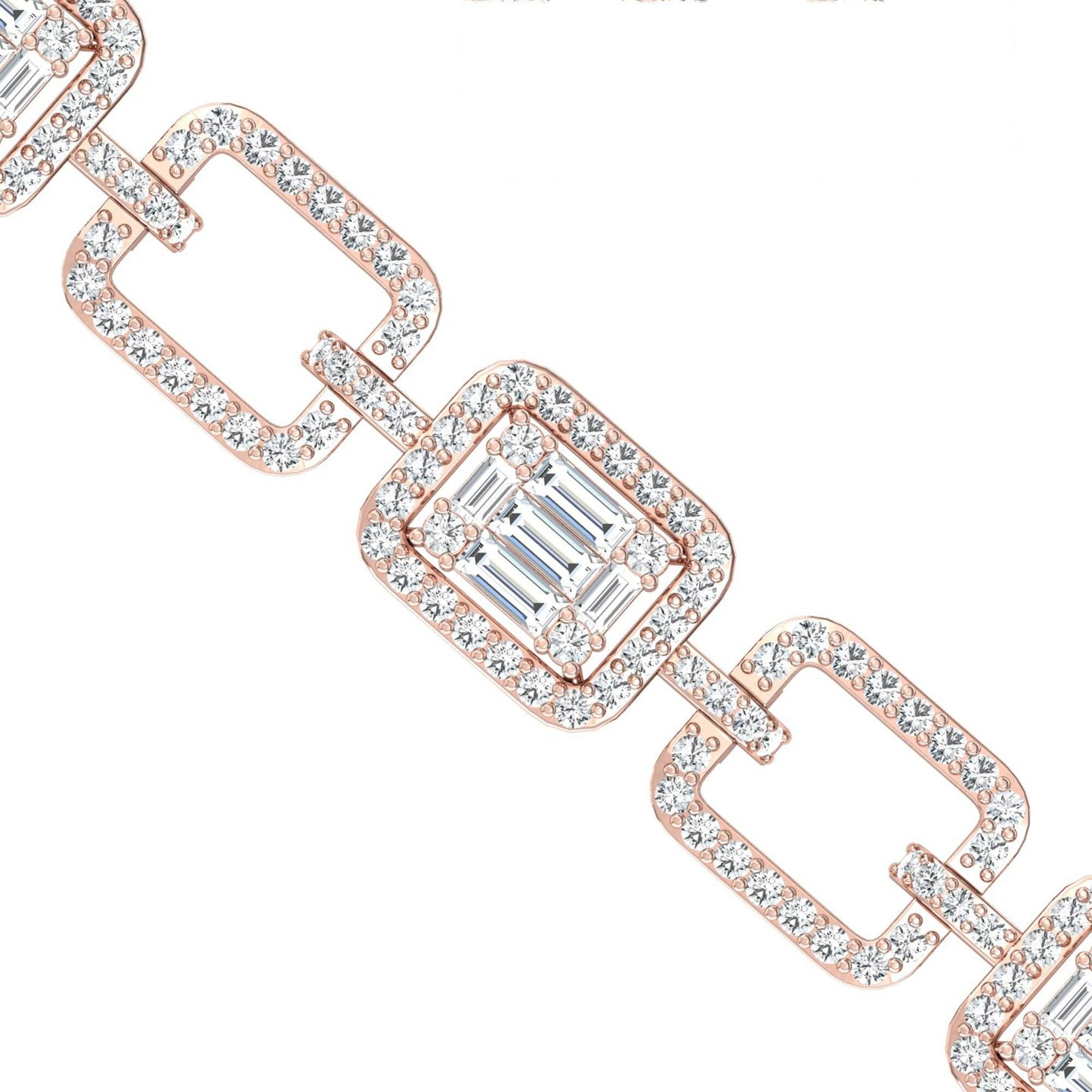 Handmade Yellow/White Gold Cut Bracelet, Rose Gold Designer Bracelet, Real Diamond Bracelet - GeumJewels