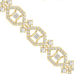 Handmade Thin Gold Cut Bracelet, Real White Diamond Bracelet, 10kt 14kt 18kt Custom Cut Gold Bracelet - GeumJewels