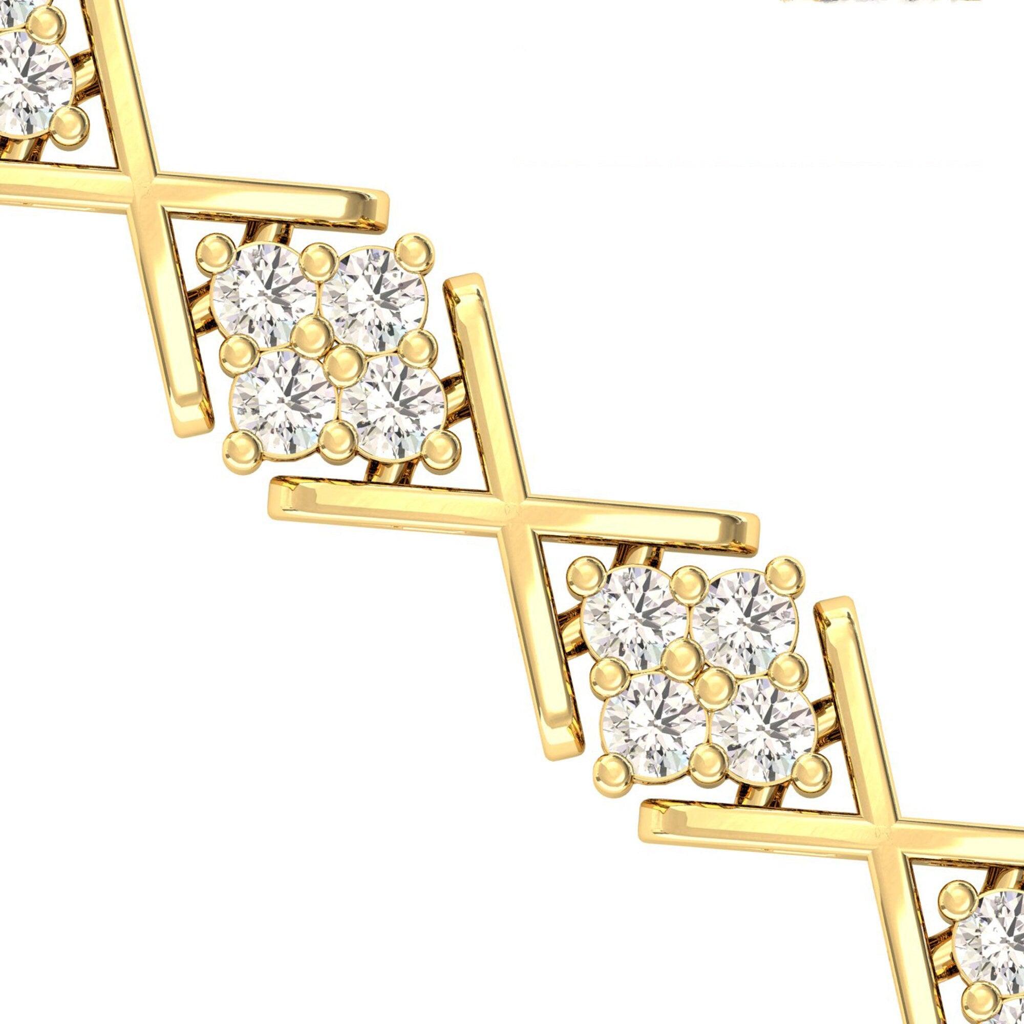 Genuine Diamond Cut Bracelet, Real Gold Custom Bracelet,  10kt 14kt 18kt White/Yellow Gold Bracelet - GeumJewels