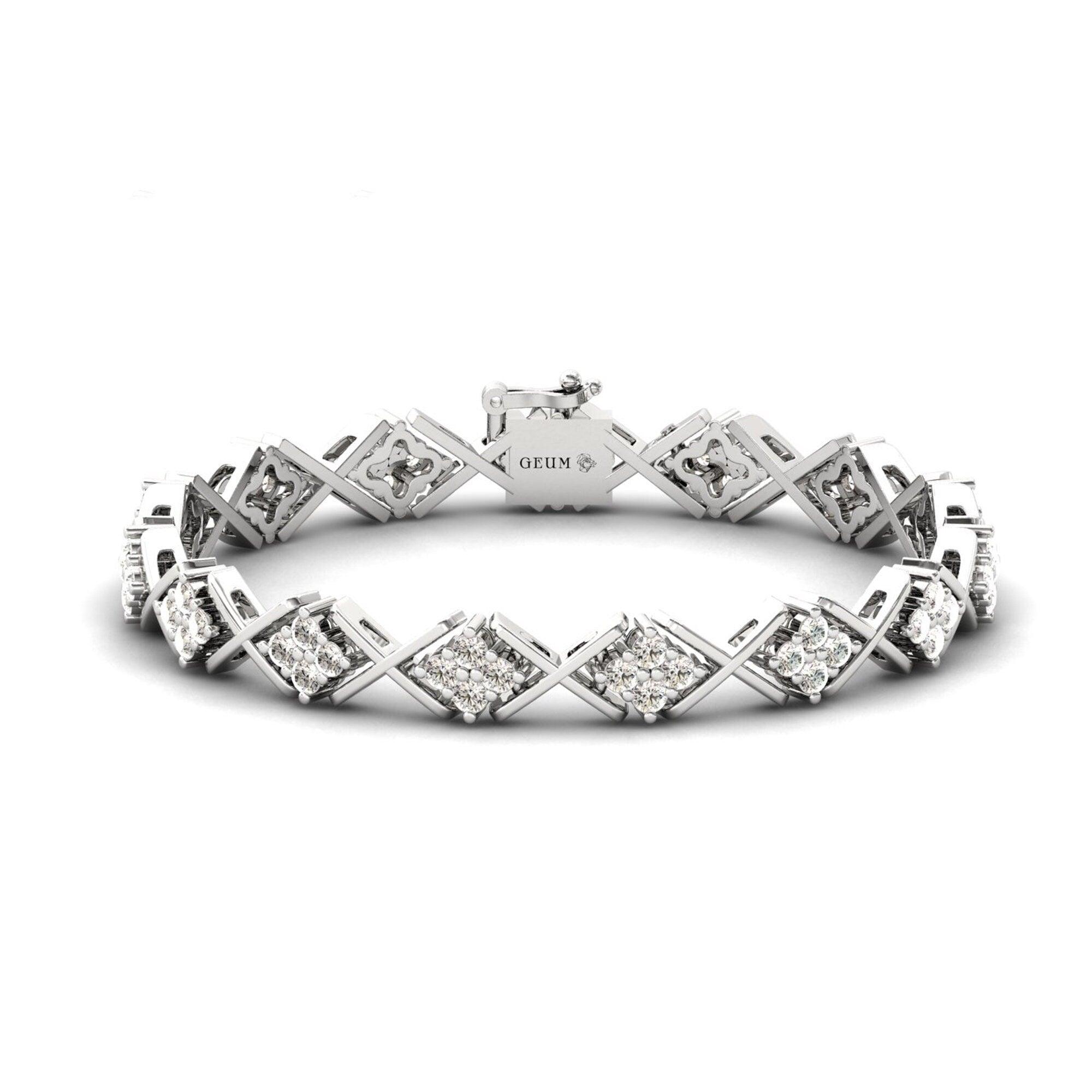 Genuine Diamond Cut Bracelet, Real Gold Custom Bracelet,  10kt 14kt 18kt White/Yellow Gold Bracelet - GeumJewels