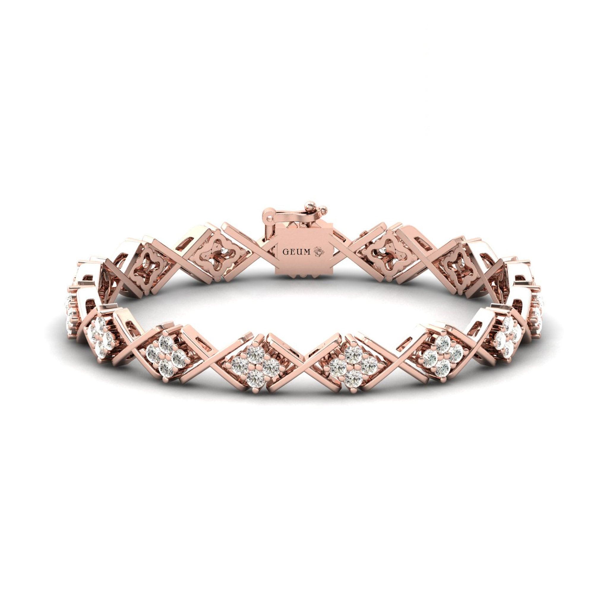 Genuine Diamond Cut Bracelet, Real Gold Custom Bracelet,  10kt 14kt 18kt White/Yellow Gold Bracelet - GeumJewels