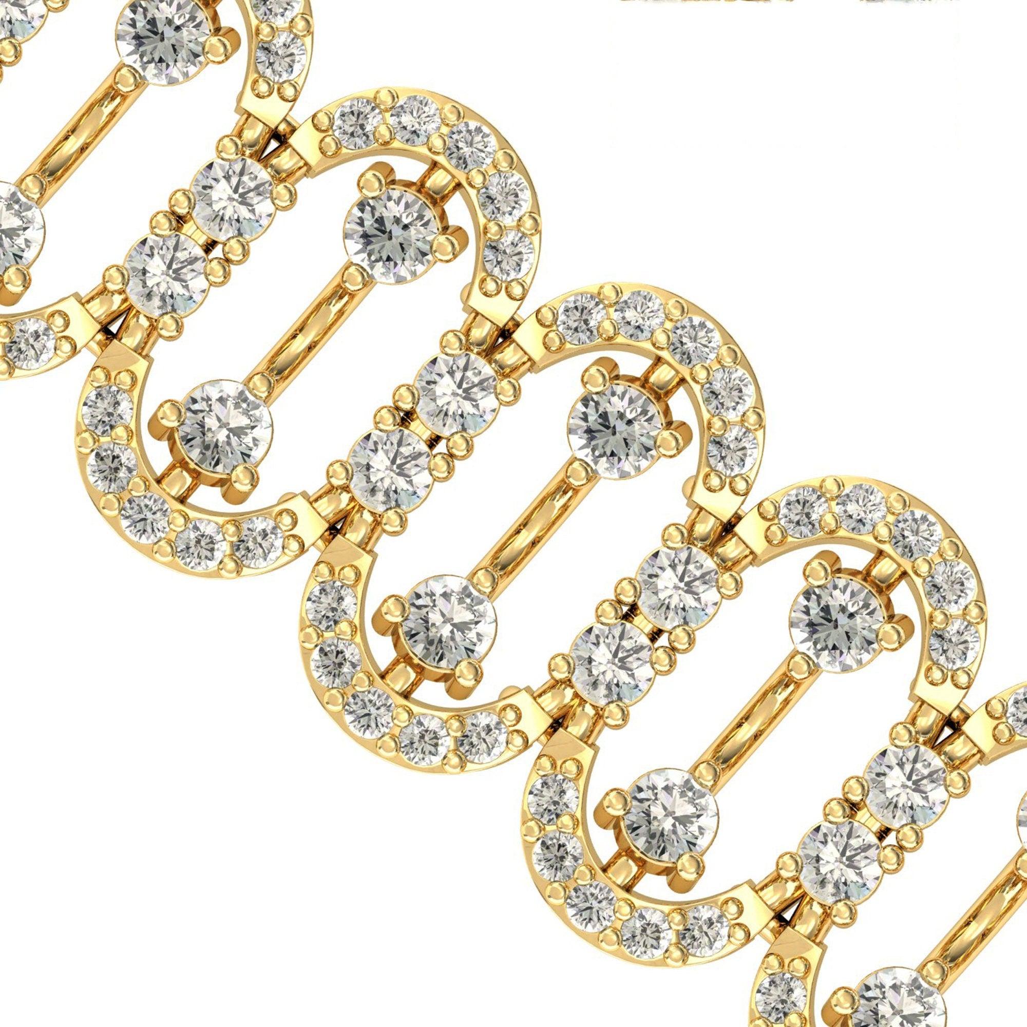 Elegant Diamond Cut Bracelet, Rose Gold Custom Bracelet, Yellow/White Gold Designer Bracelet - GeumJewels
