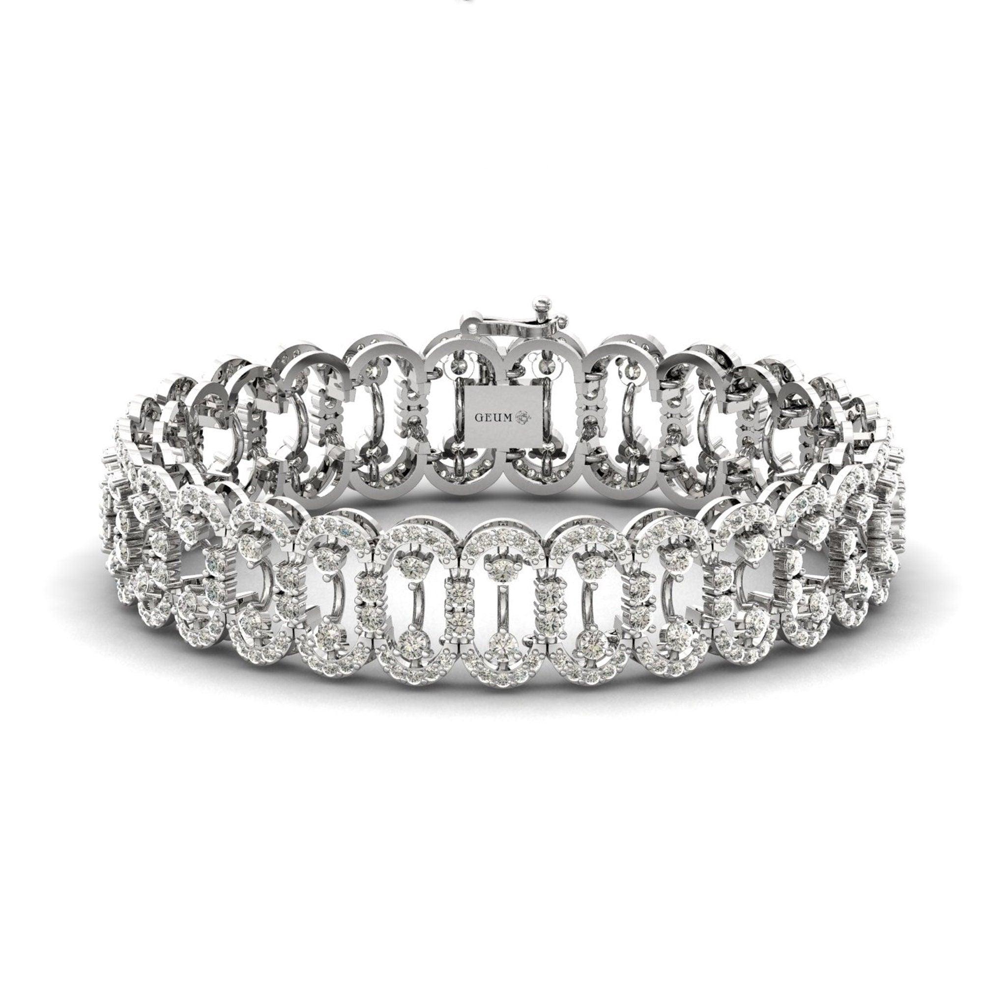 Elegant Diamond Cut Bracelet, Rose Gold Custom Bracelet, Yellow/White Gold Designer Bracelet - GeumJewels