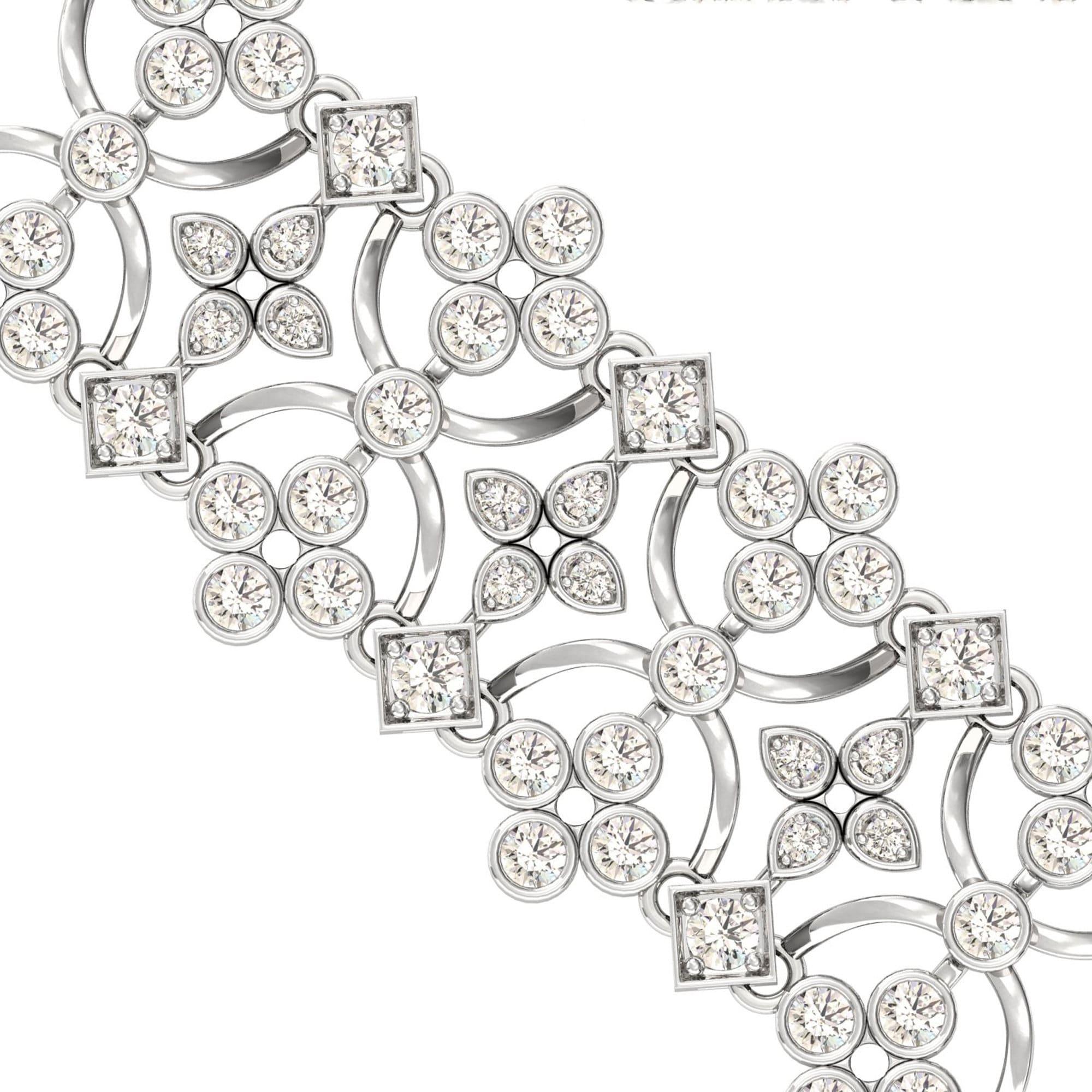Elegant Rose Gold Cut Bracelet, Solid Yellow/White Gold Designer Bracelet, Genuine Diamond Custom Bracelet - GeumJewels