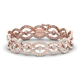 Handmade Rose Gold Cut Bracelet, White/Yellow Gold Bracelet, Real Diamond Modern Bracelet - GeumJewels