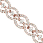 Handmade Rose Gold Cut Bracelet, White/Yellow Gold Bracelet, Real Diamond Modern Bracelet - GeumJewels