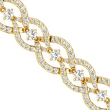 Handmade Rose Gold Cut Bracelet, White/Yellow Gold Bracelet, Real Diamond Modern Bracelet - GeumJewels
