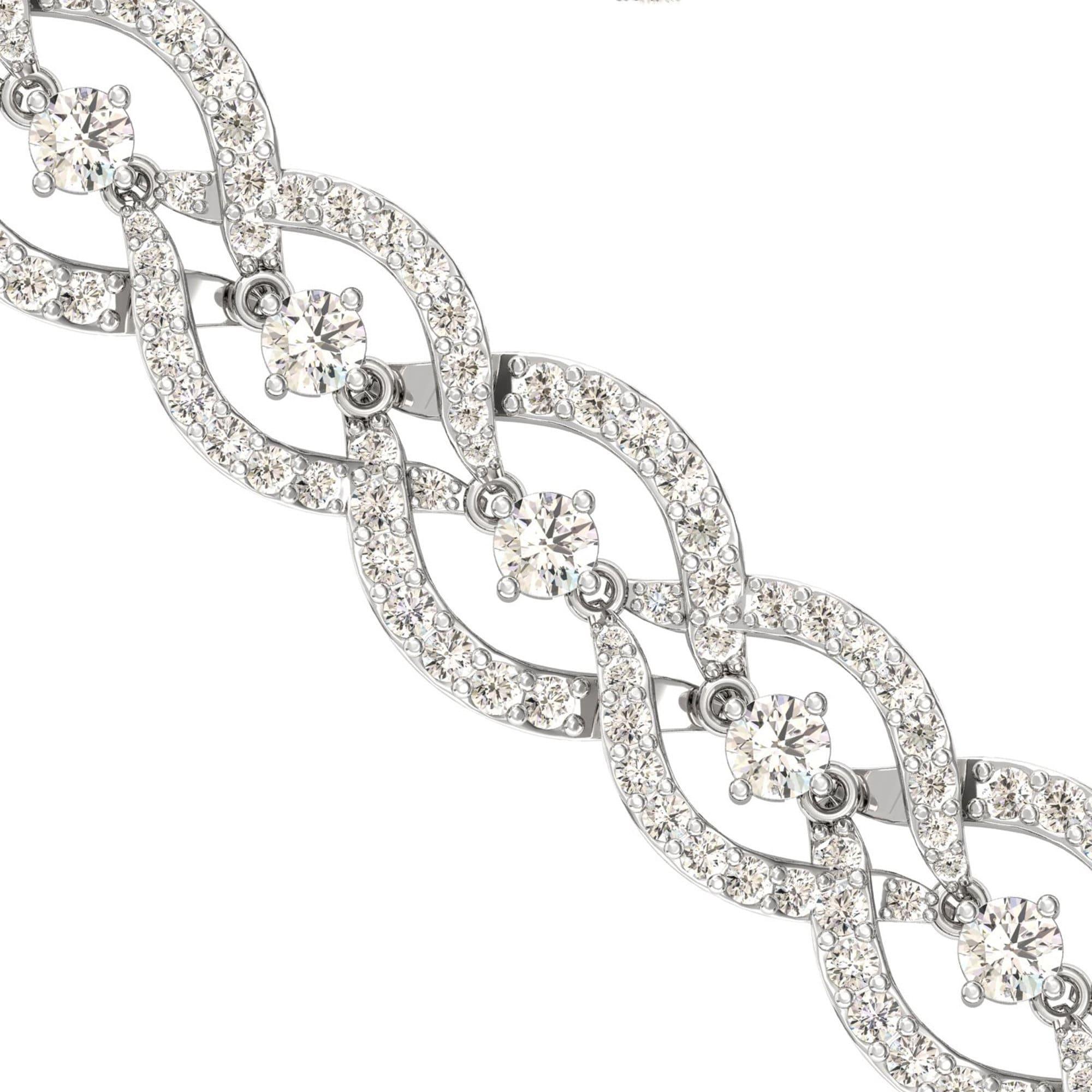 Handmade Rose Gold Cut Bracelet, White/Yellow Gold Bracelet, Real Diamond Modern Bracelet - GeumJewels