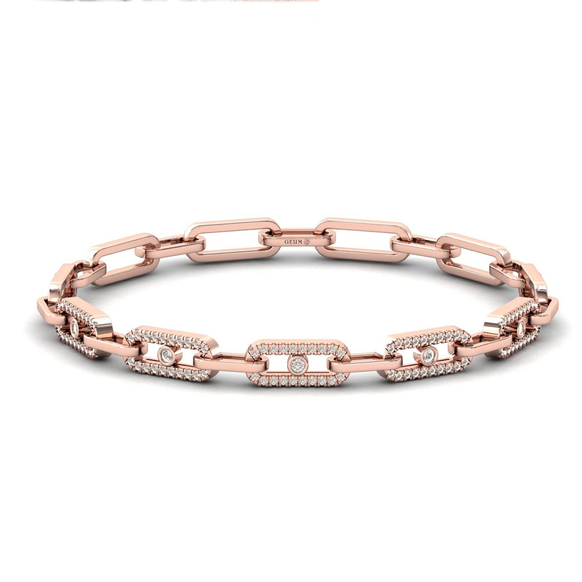 Natural Yellow/White Gold Cut Bracelet, Rose Gold Modern Bracelet, Real Diamond Custom Bracelet - GeumJewels