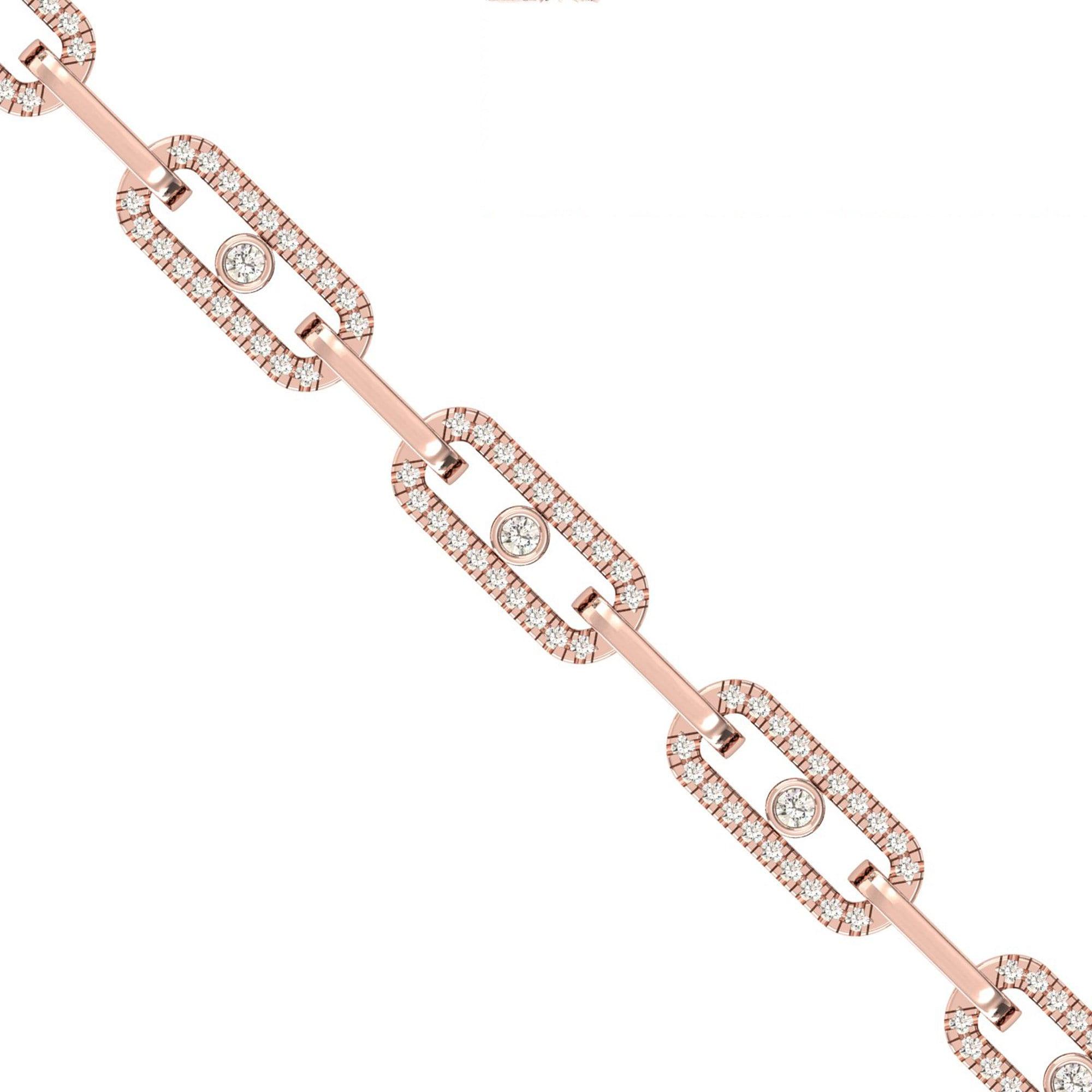 Natural Yellow/White Gold Cut Bracelet, Rose Gold Modern Bracelet, Real Diamond Custom Bracelet - GeumJewels