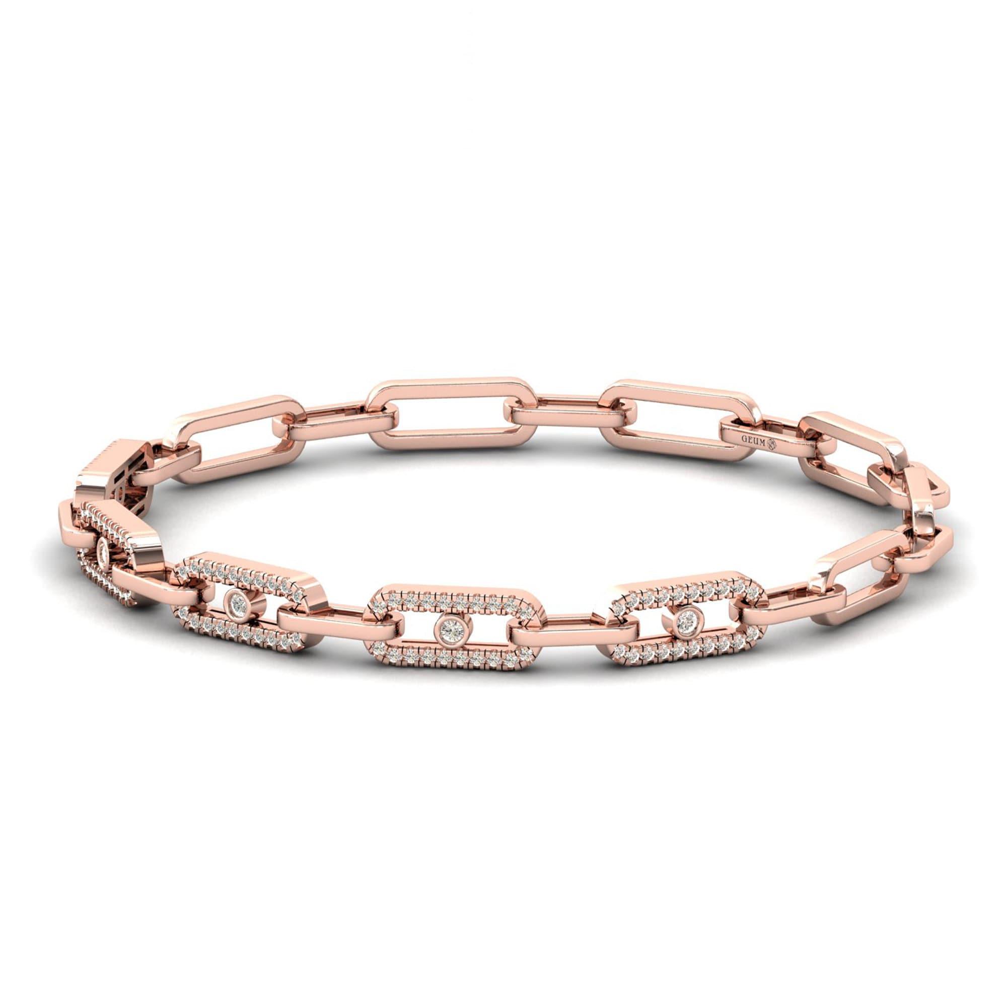 Natural Yellow/White Gold Cut Bracelet, Rose Gold Modern Bracelet, Real Diamond Custom Bracelet - GeumJewels