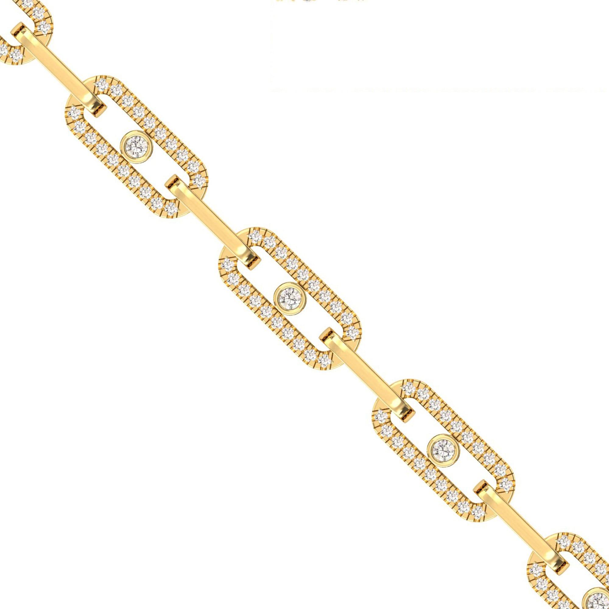 Natural Yellow/White Gold Cut Bracelet, Rose Gold Modern Bracelet, Real Diamond Custom Bracelet - GeumJewels