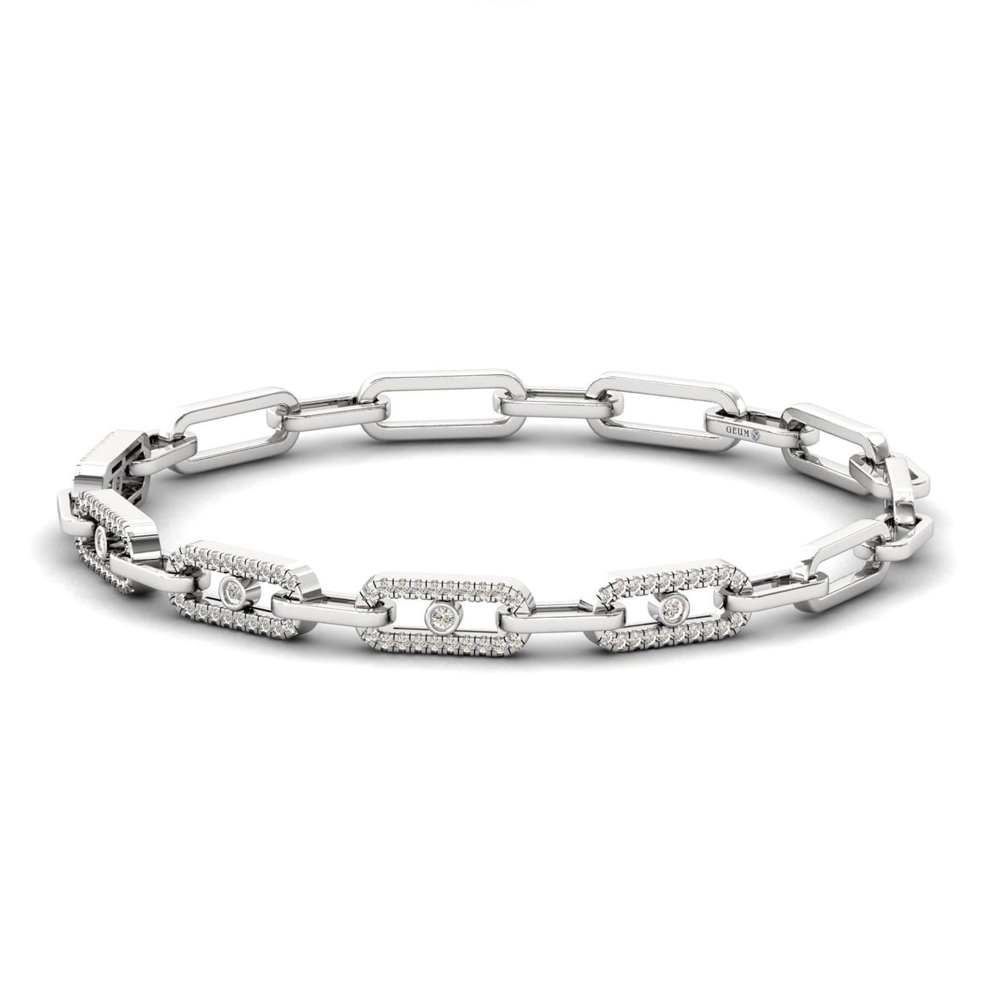 Natural Yellow/White Gold Cut Bracelet, Rose Gold Modern Bracelet, Real Diamond Custom Bracelet - GeumJewels